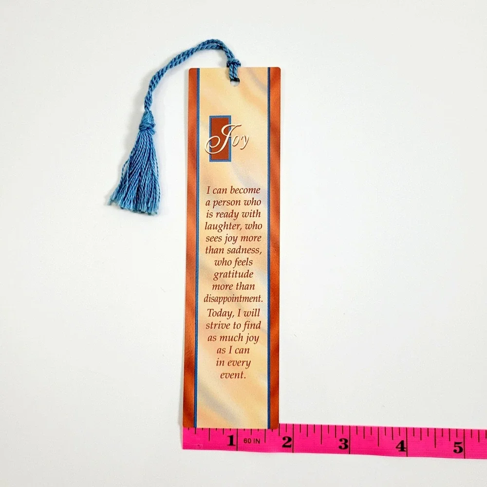 Vintage 90s JOY Bookmark blue tassel, Hazelden Inspirations, 1993 Artworks RH106